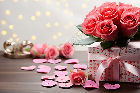 粉玫瑰情人节礼盒图片