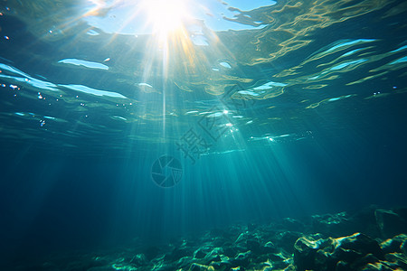 海底光照深海潜水高清图片