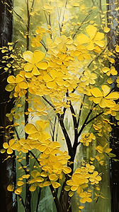 树枝黄花油画高清图片