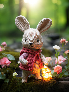 丛林中的创意针织小兔图片
