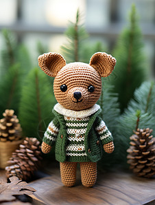 创意可爱针织小熊摆件图片