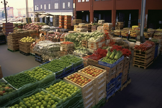 集市中的水果摊位图片