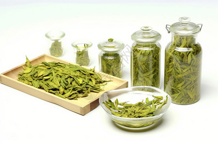 养生的绿茶茶叶图片