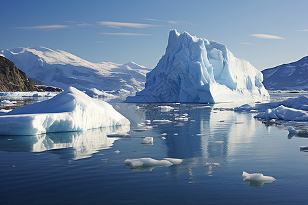 巨大冰山漂浮在大海上图片