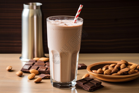 新鲜制作的巧克力奶茶图片
