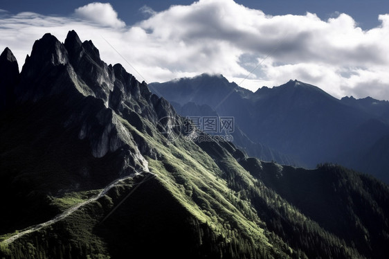 郁郁葱葱的山间景观图片