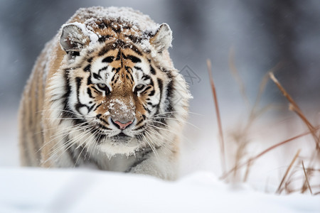 雪地中的老虎图片