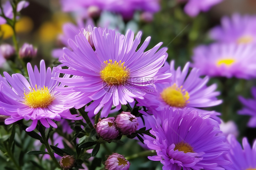 一团紫色盛开的花朵图片