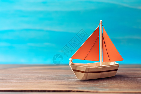木桌上的小纸船图片