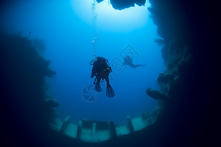 深海底的潜水员图片