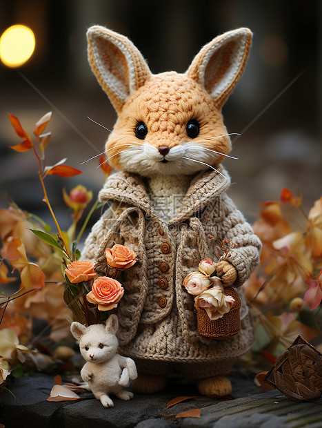 小兔子编织毛绒玩偶图片