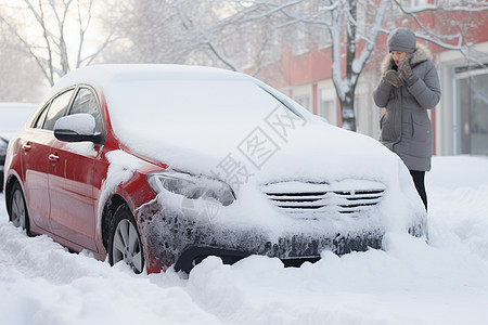 冬日暴风雪中的汽车图片