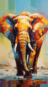 行走中的大象背景图片