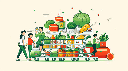 卡通超市购买蔬菜图片