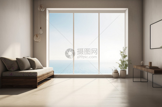 宽敞的海景公寓客厅图片