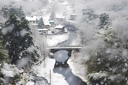 乡村的雪景背景图片