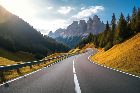 沥青道路阳光照耀下的乡村公路背景