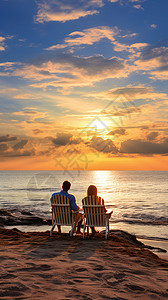 情侣在海边在海边休息的情侣背景