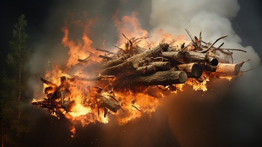 燃烧的木柴背景图片