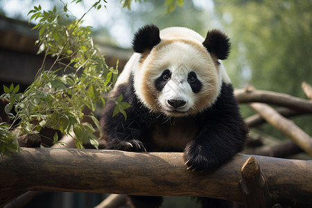 篱笆上的熊猫图片
