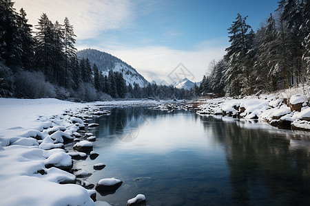 冰雪山水小雪大寒高清图片