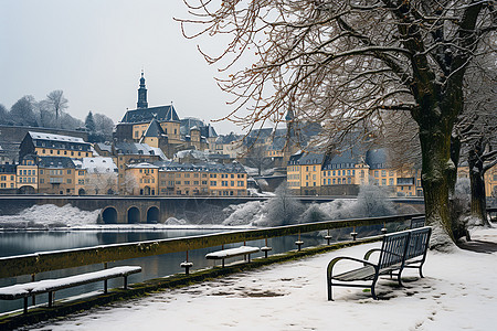 冬日雪景历史卢森堡高清图片