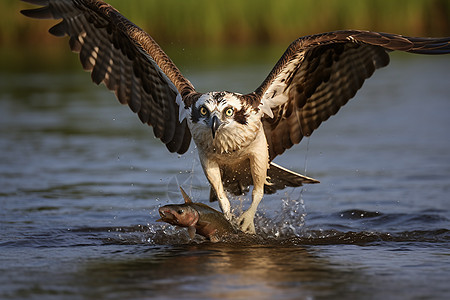 水中狩猎的大鸟图片