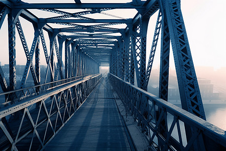 钢构桥上的迷雾之城图片