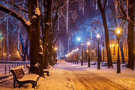 冬夜风景背景图片