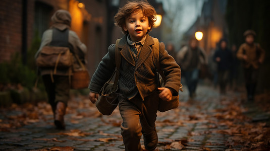 奔跑的男孩开心表情高清图片