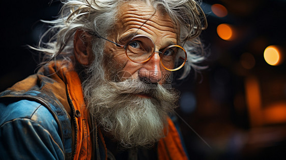 一个戴眼镜的老人图片