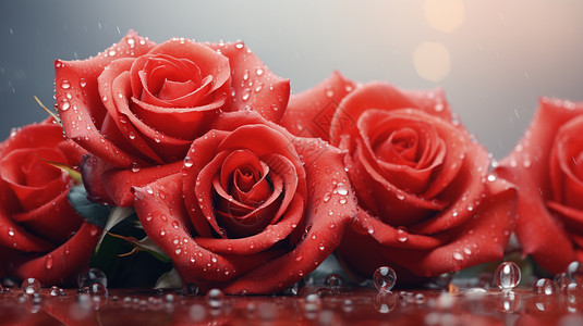 玫瑰上的雨滴图片