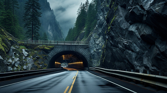 有隧道的公路图片