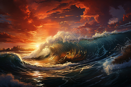 大海掀起的浪花图片