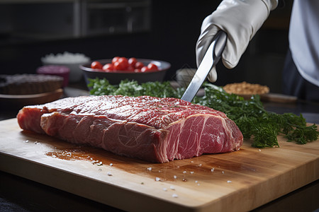菜板上的牛肉食材图片