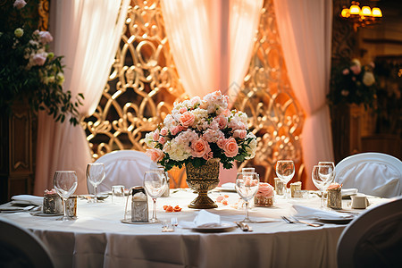 华丽婚宴餐桌背景图片