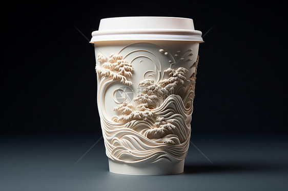 宋代山水画风的咖啡杯图片