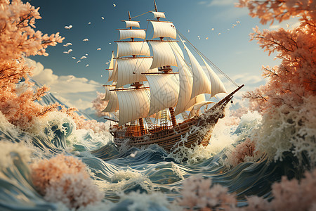 抽象创意的帆船图片