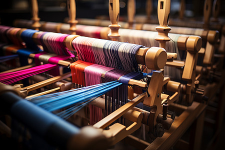 传统的丝绸纺织机图片