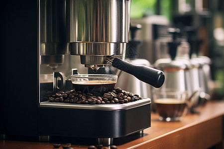 咖啡店制作咖啡的咖啡机图片