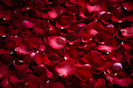 浪漫的红玫瑰花瓣花海背景图片