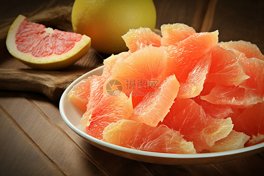 夏季爽口的剥皮葡萄柚图片