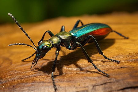 热带丛林中的大老虎甲虫图片