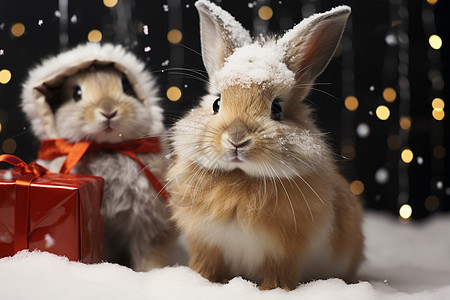 圣诞节可爱的兔子图片
