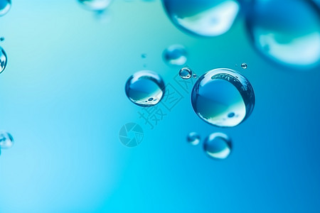 创意的水滴气泡蓝色背景图片