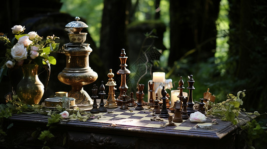 夏季山林间的国际象棋图片