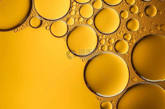 创意透明气泡黄色背景图片