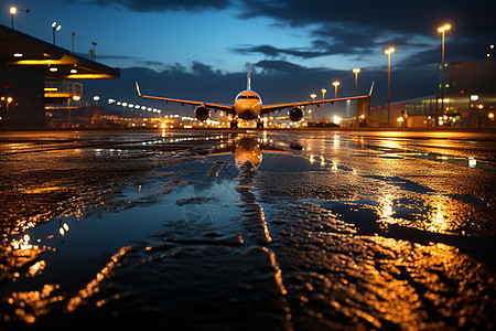 夜晚机场的灯光图片