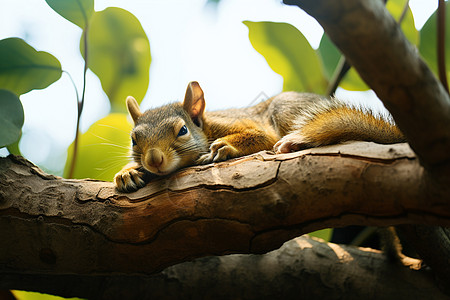 树上休息的松鼠背景图片