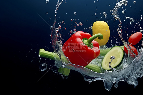 水中的健康蔬菜图片